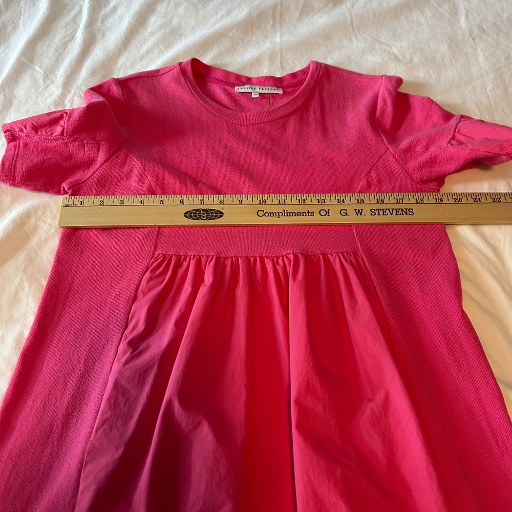 English Factory Pink Ruffle Sleeve Babydoll Dress Womens Medium - Picture 9 of 10